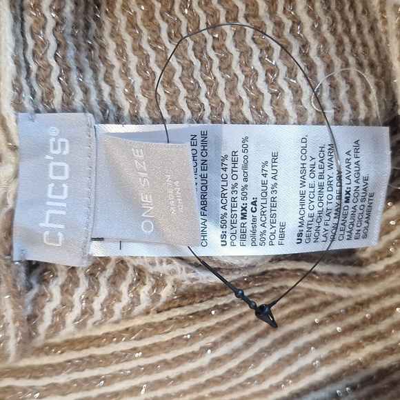 Chico's NWOT Striped Fringed Poncho One Size - Picture 5 of 6